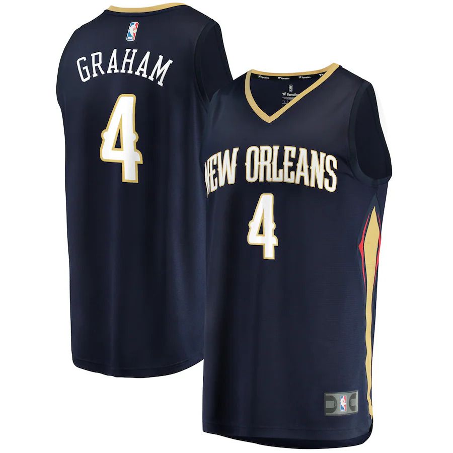 Men New Orleans Pelicans 4 Devonte Graham Fanatics Branded Navy Icon Edition 2021-22 Fast Break Replica NBA Jersey